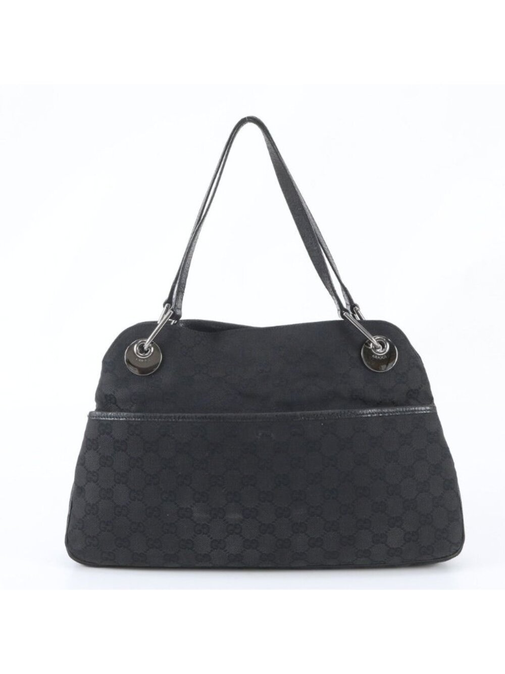 Gucci GG Canvas Eclipse Leather Tote Bag Shoulder Black